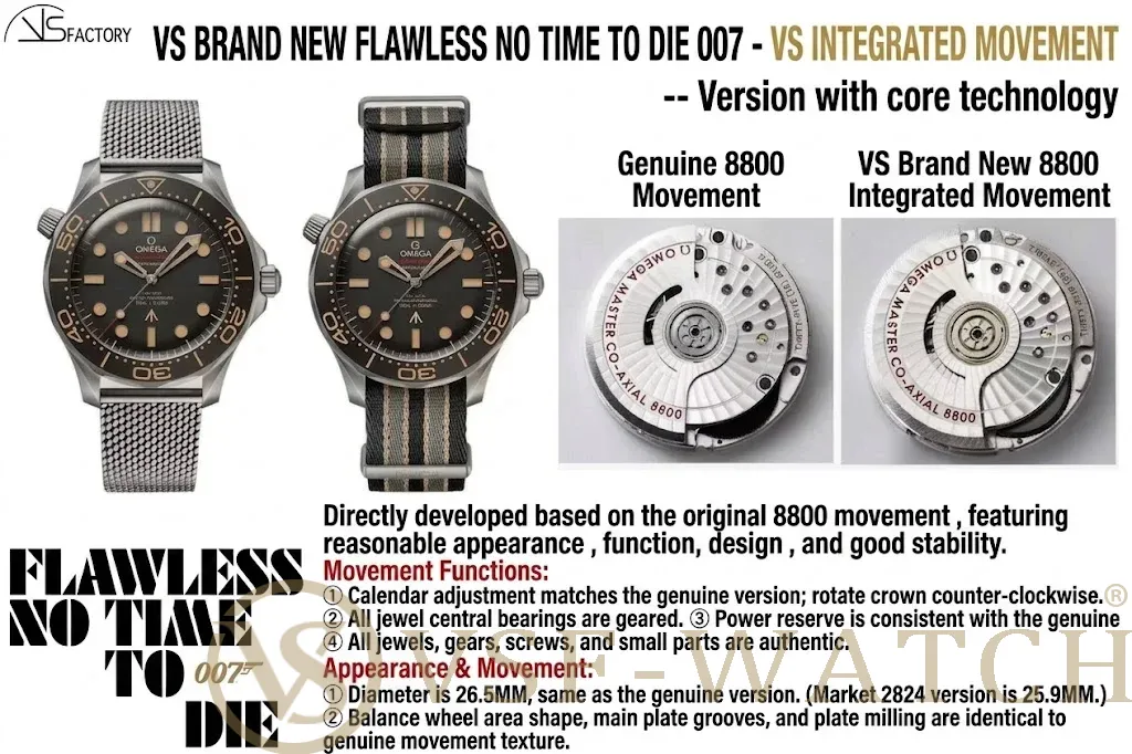 VSF Watch Omega Seamaster 300M 007 NTTD: V4 Titanium Bracelet and V3 Bezel