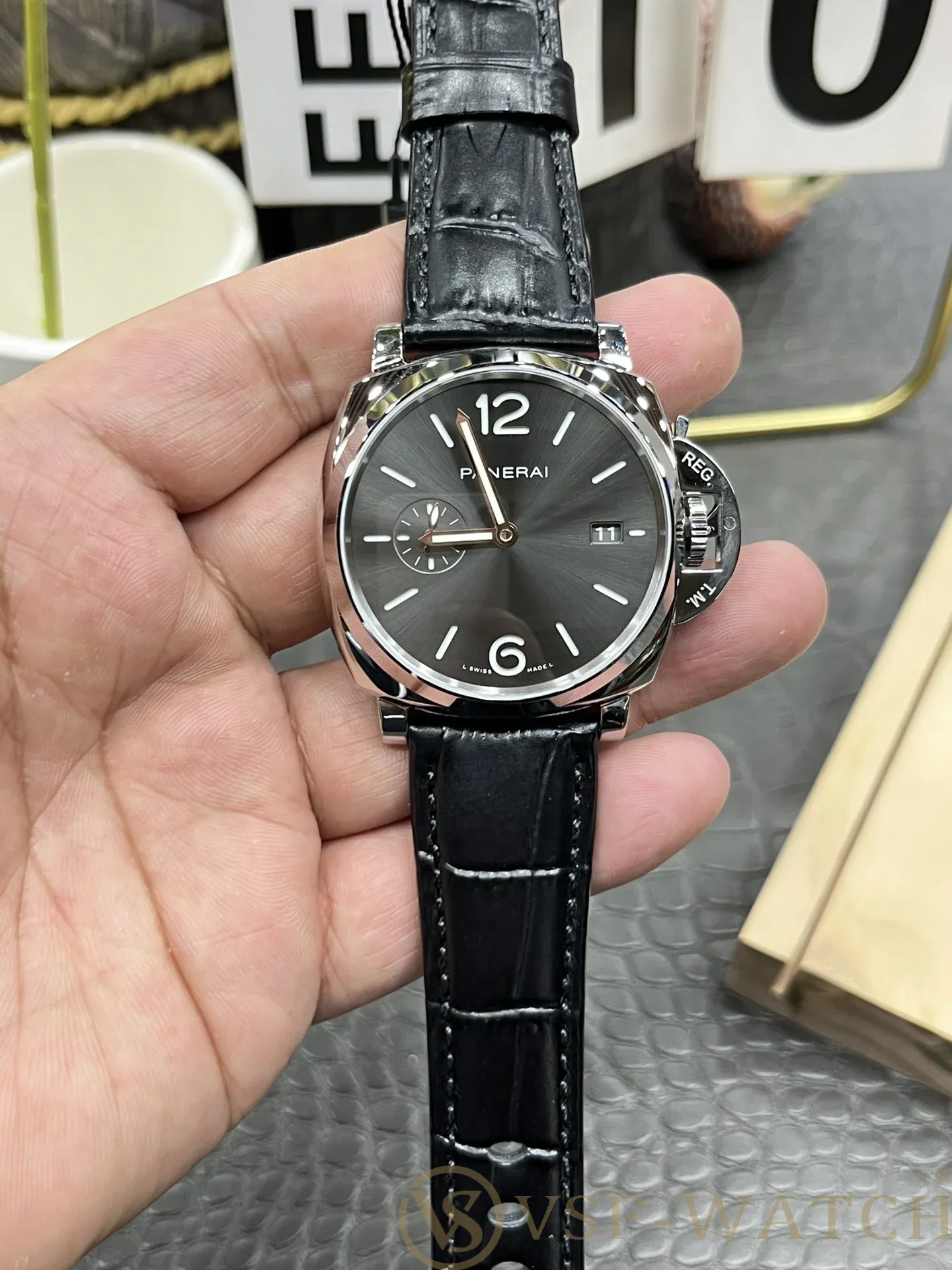 VSF Watch Panerai Luminor Due 42mm Grey Dial Black Leather S