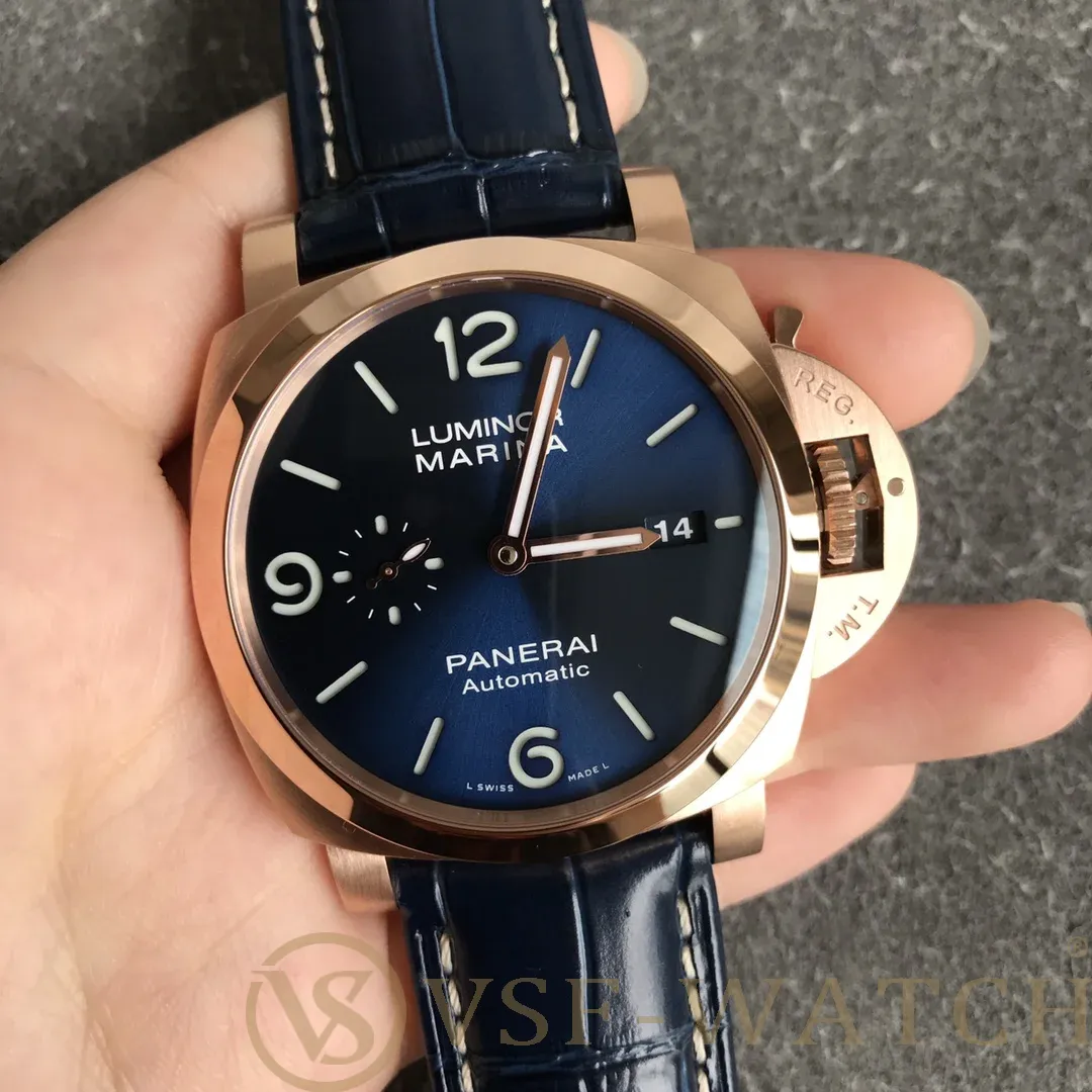 VSF Watch Factory Panerai Luminor Marina Blue Dial Blue Leat