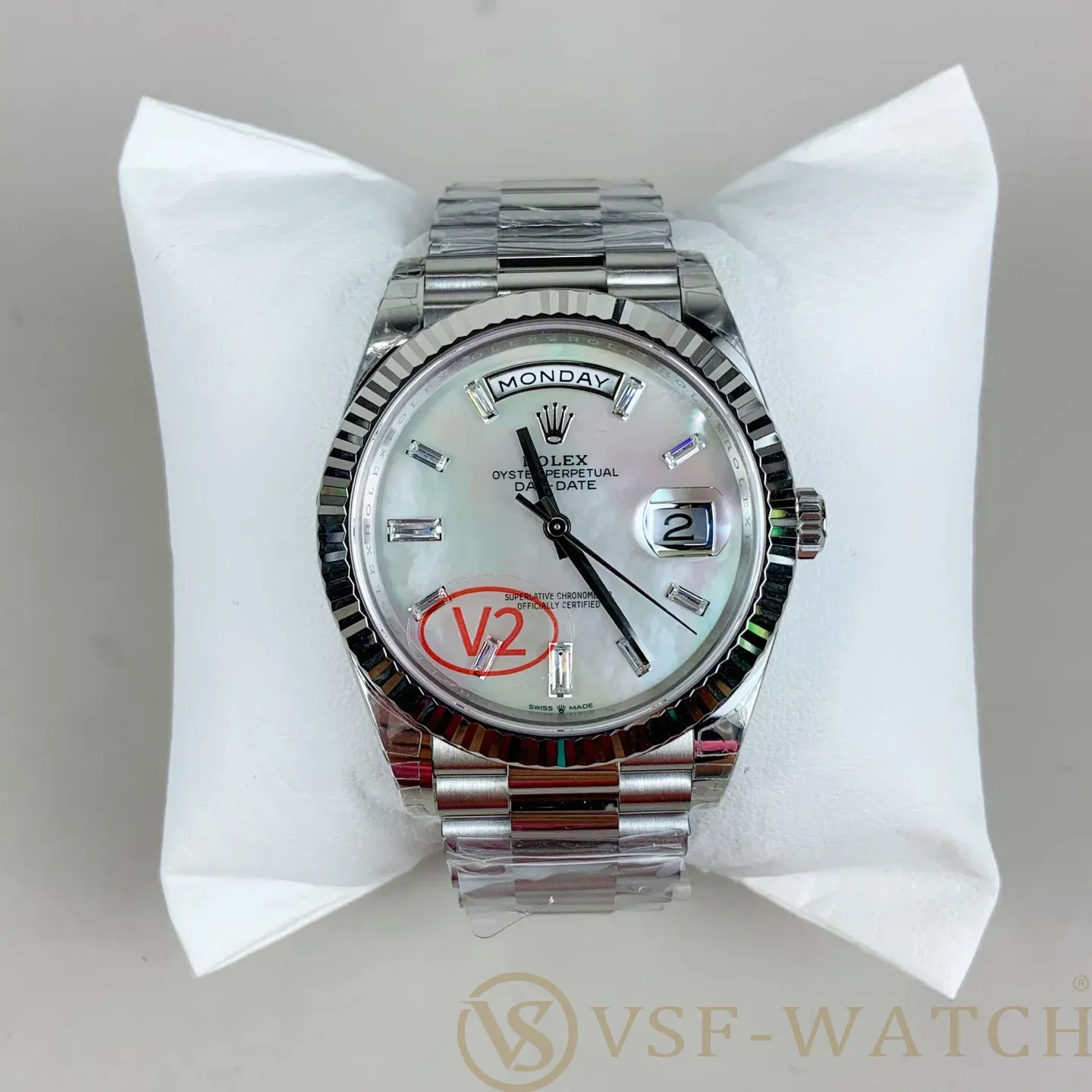 VSF Watch Factory Rolex Day-Date 40 White Mother of Pearl Ba