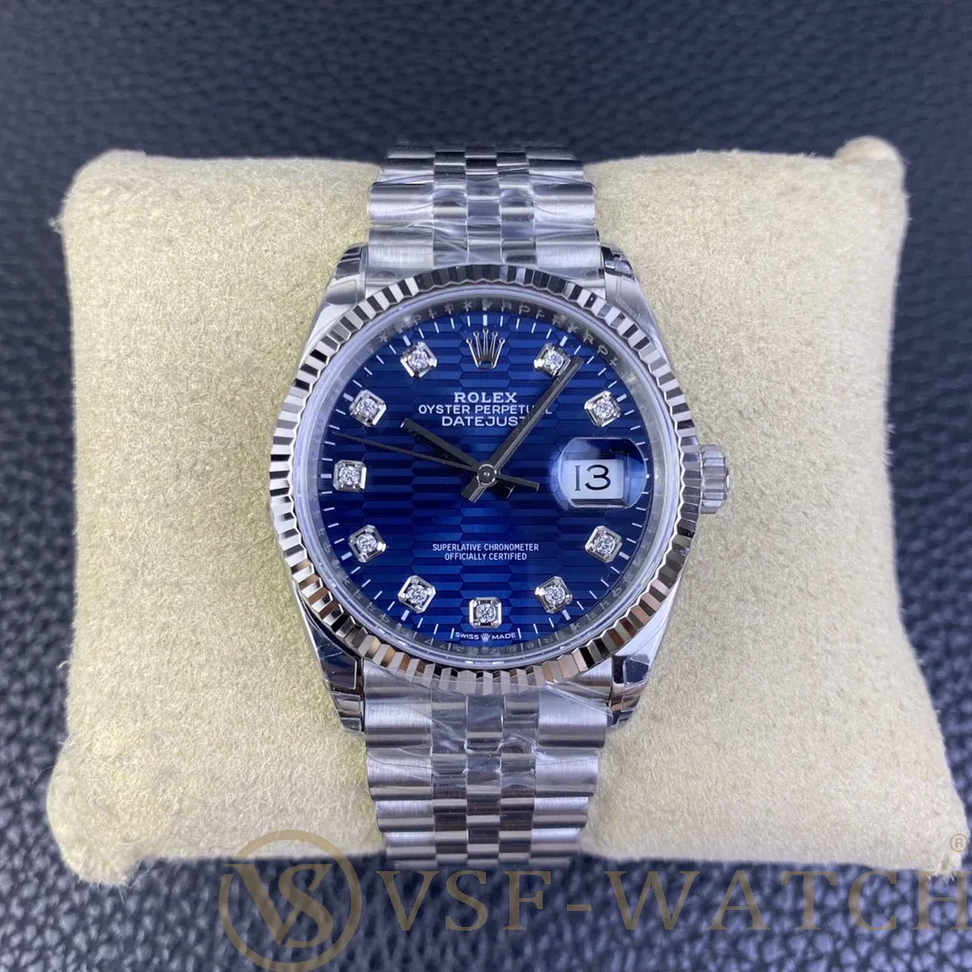 VSF Watch Factory Rolex Datejust 36mm Blue Fluted Motif Diam
