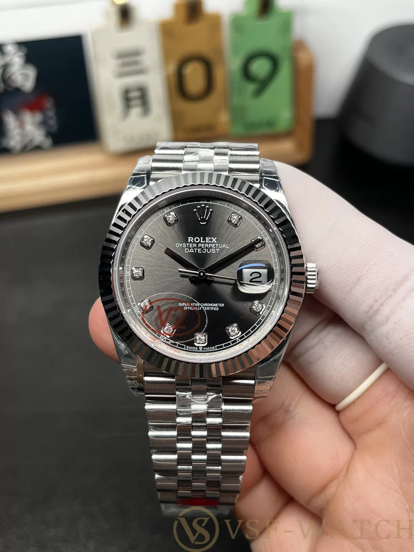 VSF Watch Factory Rolex Datejust 36mm Sunburst Slate Diamond