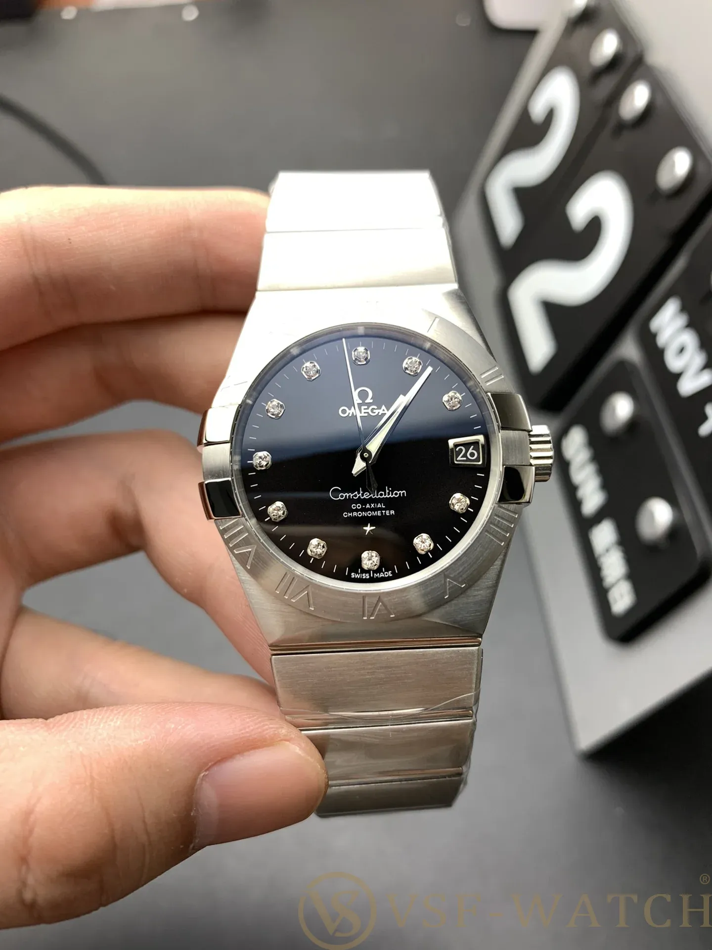 VS Factory Omega Constellation Co-Axial 38mm Black Diamond D