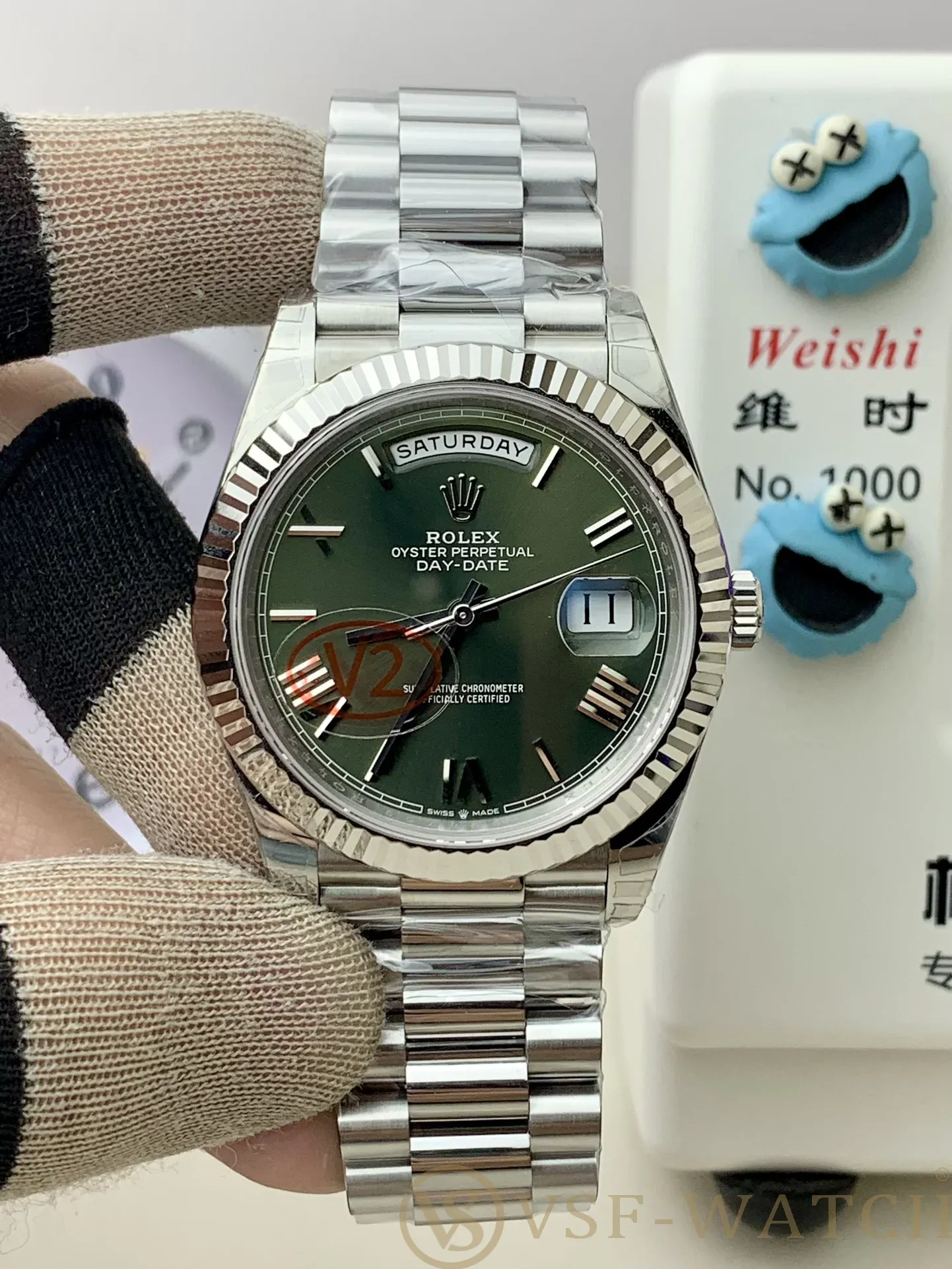 VS Factory (V2) Rolex Day-Date 40mm White Gold Olive Green S