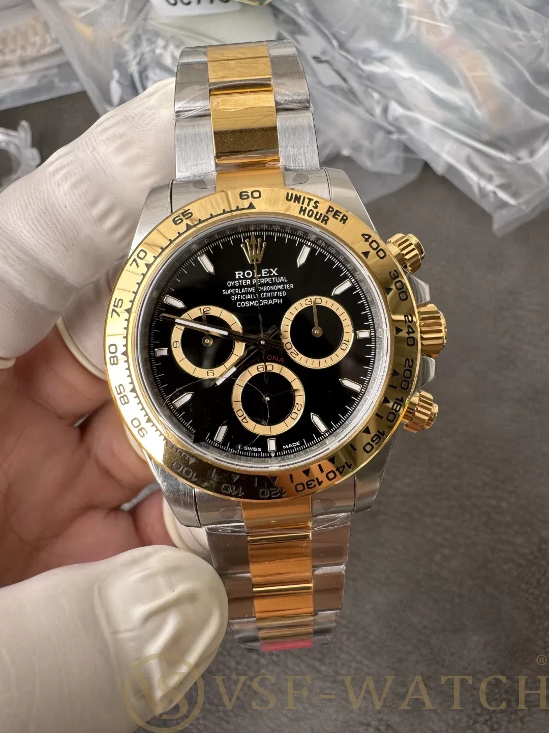 VS Factory Rolex Cosmograph Daytona Two-Tone Yellow Gold Bla