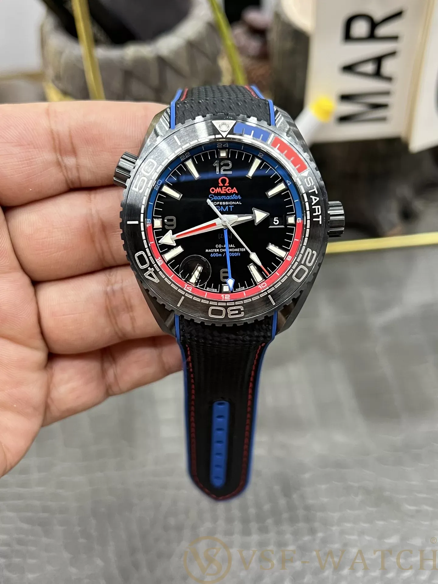 VS Factory Omega Seamaster Planet Ocean 600M GMT “Deep Black