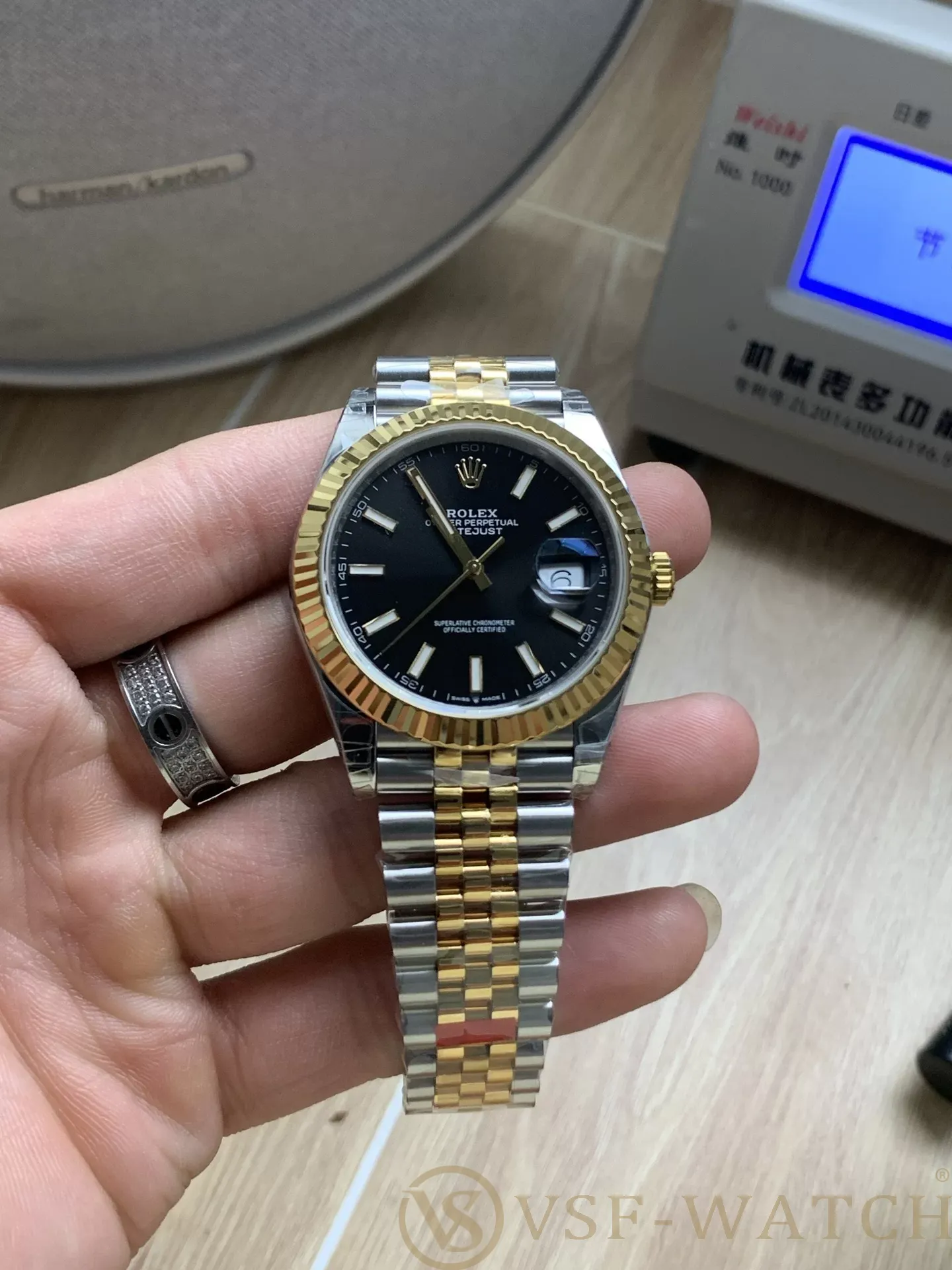 VS Factory Rolex Datejust 41mm Two-Tone Yellow Gold Black Di