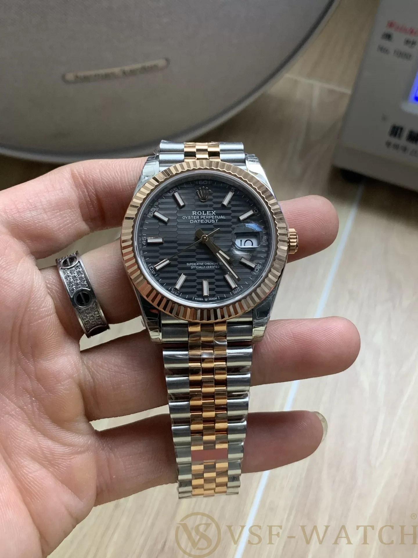 VS Factory Rolex Datejust 41mm Two-Tone Rose Gold Slate Grey