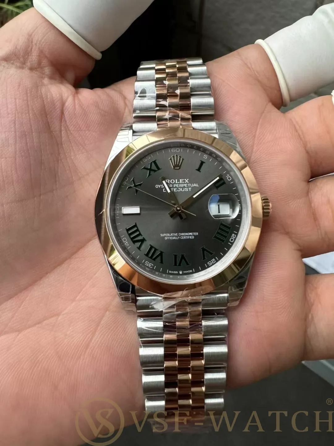 VS Factory Rolex Datejust 41mm Two-Tone Rose Gold Slate Grey