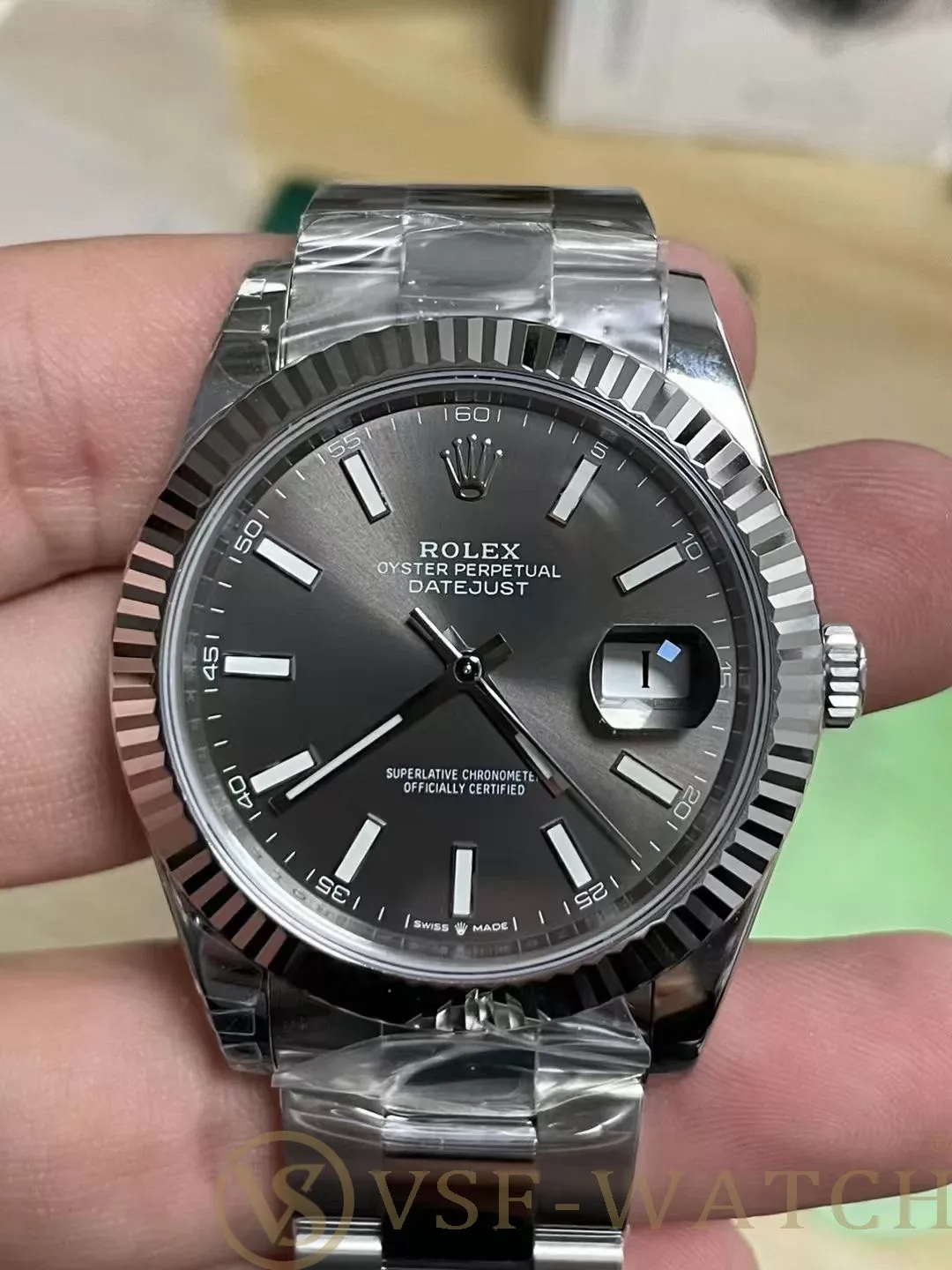 VSF Watchs Rolex Datejust 41mm Sunburst Slate Grey Dial Flut