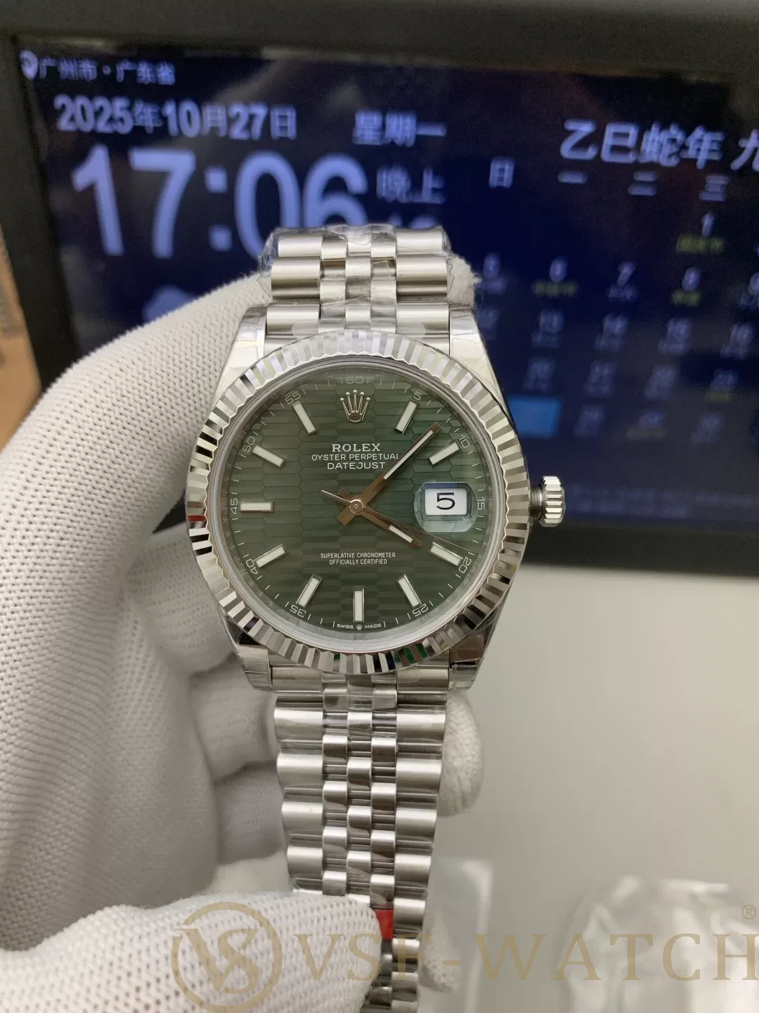 VSF Watch Rolex Datejust 41mm Green Fluted Motif Dial Fluted