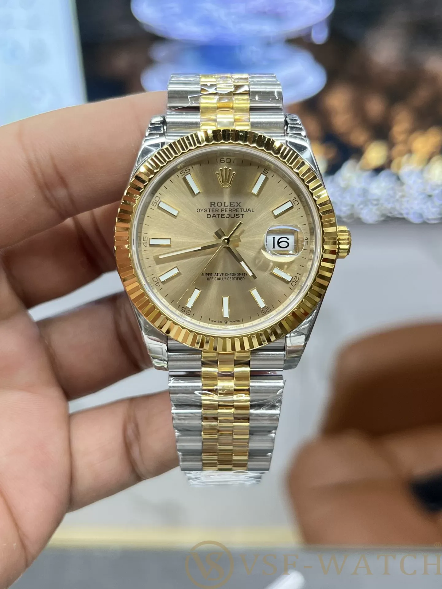 VSF Watch Rolex Datejust 41mm Two-Tone Yellow Gold Champagne